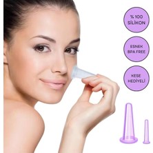 Normadia Mor Silikon Vakumlu Yüz Masaj Kupa Seti, Ferahlatıcı ve Rahatlatıcı 2'li