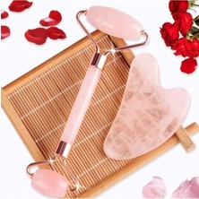 Normadia Pembe Kuvars Gua Sha ve Face Roller Masaj Seti, Doğal Taş Tasarımı