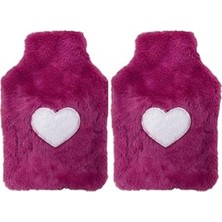 Normadia Peluş Kalpli Koyu Pembe Termofor 27X17X2CM 1l, Sıcak Su Torbası Seti