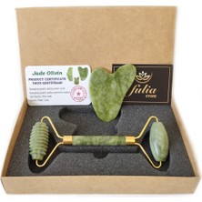 Normadia Yeşim Taşı Roller ve Gua Sha Cilt Bakım Seti, Doğal Taş Ikili