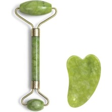 Normadia Doğal Taş Yeşim Face Roller ve Yeşim Kalp Gua Sha Yüz Masaj Aleti