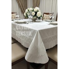Çt Çeyizci Tekstil Dertsiz Kadife Tek Masa Örtüsü 160X220CM | Dantelli Yemek Masası Örtüsü 160X220CM Tek Masa