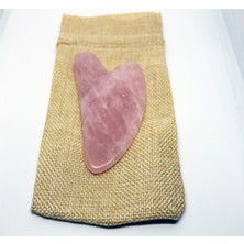 Normadia Sertifikalı Pembe Kuvars Taşı Kalp Gua Sha Yüz Bakım Seti
