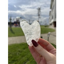 Normadia Doğal Kristal Kuvars Gua Sha Yüz Masaj Taşı, Kalp Kesim, Şifa ve Güzellik