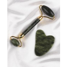 Normadia Doğal Yeşim Taş Face Roller ve Gua Sha Masaj Taşı Seti