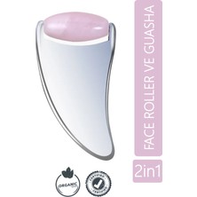 Normadia Pembe Kuvars Taşlı 2'li Face Roller ve Guasha Çift Fonksiyonlu Masaj Aleti
