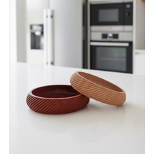 LunaLab3D Geometrik Kafes Tasarım Dekoratif Kase - Kiremit Rengi