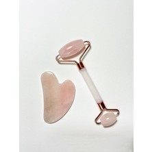 Normadia Doğal Pembe Kuvars Gua Sha Yüz Masaj ve Yüz Yogası Taşı Roller