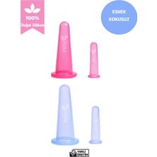 Normadia 4'lü Silikon Masaj Kupası Seti, Mavi ve Pembe, Yüz Güzelliği Için