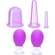 Normadia Mini Silikon Vakumlu Yüz Masaj Kupası, 5'li Mor Set