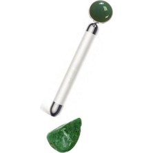 Normadia Titreşimli Güzellik Masaj Kalemi, Doğal Green Jade Taş ve Gümüş Çubuk