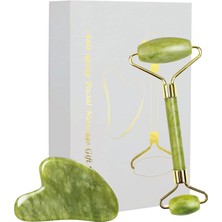 Normadia Yeşim Face Roller ve Gua Sha Kalp Seti, Doğal Cilt Bakımı Için