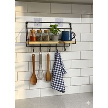 Yapışkanlı Duvara Monte Metal Mutfak Rafı – Askılı Çok Amaçlı Düzenleyici