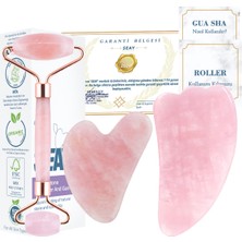 Normadia Pembe Kuvars Taşlı 3'lü Masaj Aleti Seti, Doğal ve Sertifikalı