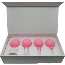 Normadia Silikon Vakumlu Yeşim Taş Yüz Masaj Kupası 4'lü Set, Pembe