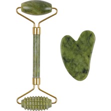 Normadia Doğal Yeşim Tırtıklı Face Roller ve Kalp Gua Sha Seti