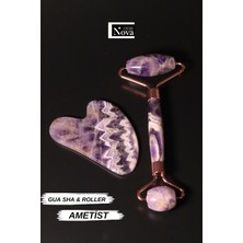 Normadia Doğal Taş Ametist Gua Sha Yüz Masaj ve Yüz Yogası Taşı Roller