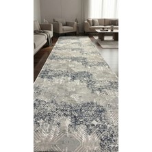 Nesrin Jel Kaymaz Taban Kesme Halı Yolluk Gri Mavi Makinede Yıkanabilir
