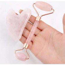 Normadia Pembe Kuvars Gua Sha ve Face Roller Seti, Doğal Güzellik Masajı
