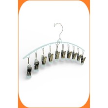 Ezmk Ev Gereçleri Çoklu Şal Askısı, Metal Mandallı Şal Askısı, 10 Mandallı Askı, Beyaz, 1 Adet