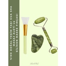 Normadia Doğal Yeşim Taşı Gua Sha ve Silikon Maske Fırçası Seti