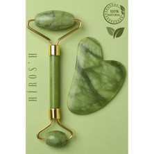 Normadia Iki Parça Doğal Yeşim Taşı Gua Sha Yüz Masaj Aleti Seti