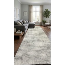 Nesrin Jel Kaymaz Taban Kesme Halı Yolluk Gri Kendinden Desenli Makinede Yıkanabilir