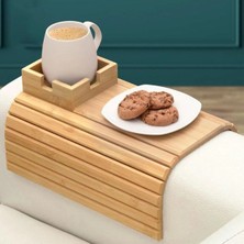 LaraTech Katlanabilir Ahşap Koltuk Yanı Kanepe Tepsisi