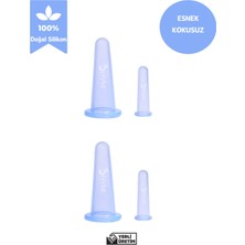 Normadia Mavi 4'lü Silikon Vakumlu Yüz Masaj Kupası Seti