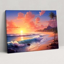 Popcas  Plaj Huzuru Duvar Tablosu - Hipnoz Tranquil Plaj Günbatımında Ev Dekorasyonu
