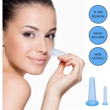 Normadia Mavi Renk Silikon Vakumlu Yüz Masaj Kupa Seti 2'li