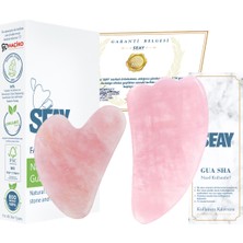 Normadia Pembe Kuvars Gua Sha Çiftli Yüz Masaj Aleti Doğal Taş Sertifikalı