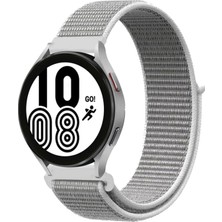 Newface Samsung Galaxy Watch 4 Hasırlı Cırtcırtlı Kordon - Beyaz
