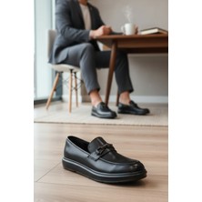 Enoch Hakiki Deri Siyah Toka Detaylı Bağcıksız Erkek Loafer