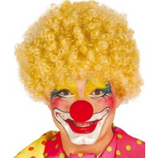 NW NessiWorld Sarı Renk Kıvırcık Afro Bonus Peruk Takma Saç ve Kırmızı Burun Seti