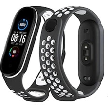 Newface Xiaomi Mi Band 4 Spor Delikli Kordon - Siyah-Beyaz