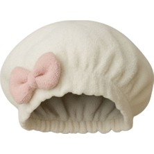 NW NessiWorld Saç Kurulama Banyo Duş Bonesi – %100 Pamuk , Fiyonklu Beyaz