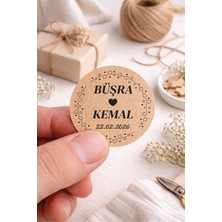 Woisco Kişiye Özel Nişan Düğün Etiketi - Kraft Etiket / Kraft Sticker 4x4cm (130 Adet)