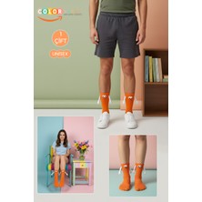 Color Socks Turuncu El Ele Tutuşan Gözlü Mıknatıslı Soket Çorap Seti Düz Desenli Unisex