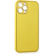 Newface Iphone 12 Pro Max Kılıf Coco Deri Silikon Kapak - Sarı