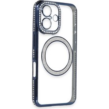 Newface Iphone 16 Plus Kılıf Joke Simli Magneticsafe Kılıf - Lacivert