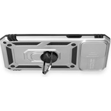 Newface Iphone 12 Pro Max Kılıf Pars Lens Yüzüklü Silikon - Gümüş