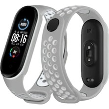 Newface Xiaomi Mi Band 4 Spor Delikli Kordon - Gri-Beyaz