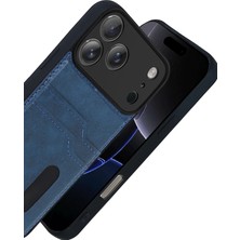 Newface Apple Iphone 17 Pro Sara Kartvizitli Deri Kılıf - Lacivert