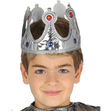 NW NessiWorld Gümüş Renk Kumaş Malzemeden Imal Çocuk Kral Tacı 57 cm