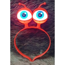 NW NessiWorld LED Işıklı &amp; Pilli 3 Farklı Modda Yanan Uzaylı Göz Parti Tacı Kırmızı Renk 18X12 cm