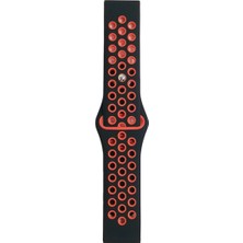 Newface Watch 22MM Spor Delikli Kordon - Siyah-Kırmızı