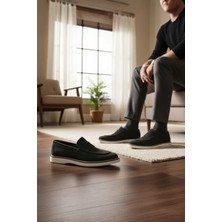 Enoch Hakiki Deri Babet Kontrast Beyaz Tabanlı Bağcıksız Erkek Loafer