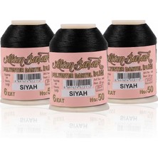  3 Adet Altınbaşak Oya ve Dantel Ipi 20 gr - No: Siyah