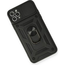 Newface Iphone 11 Pro Max Kılıf Pars Lens Yüzüklü Silikon - Siyah